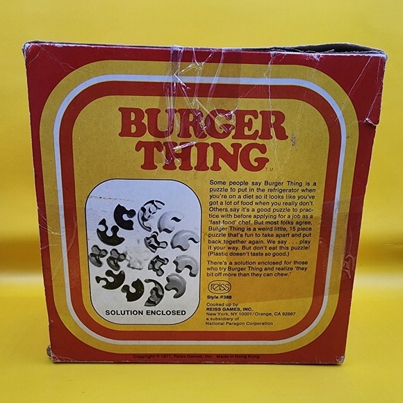 1977 Reiss Burger Thing Toy Puzzle Style 388 - Picture 2 of 7
